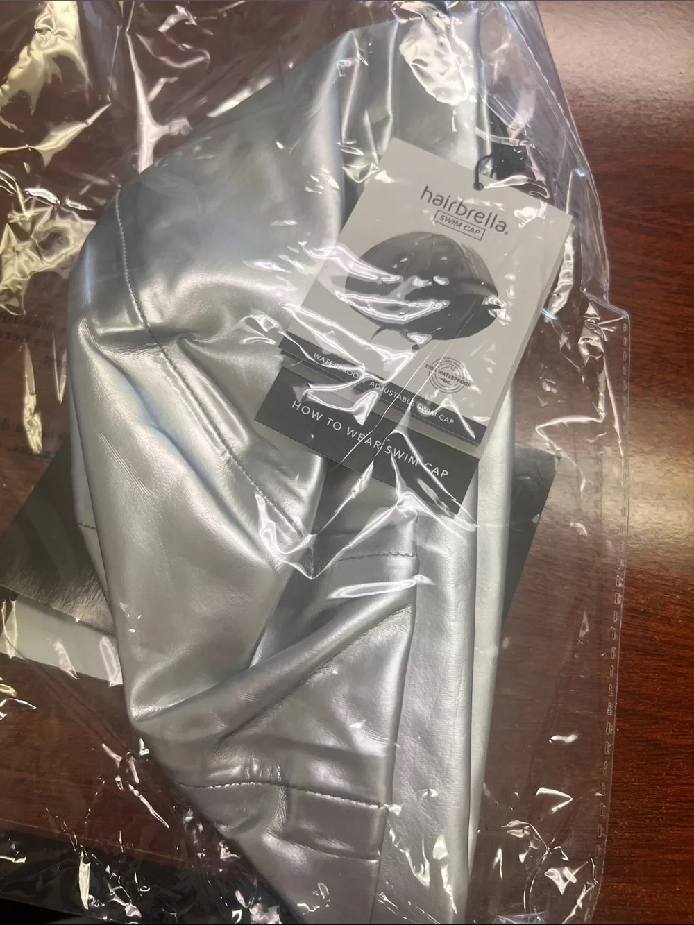 hairbrella Silver Swim Cap - Sleek Waterproof Hair Accessory